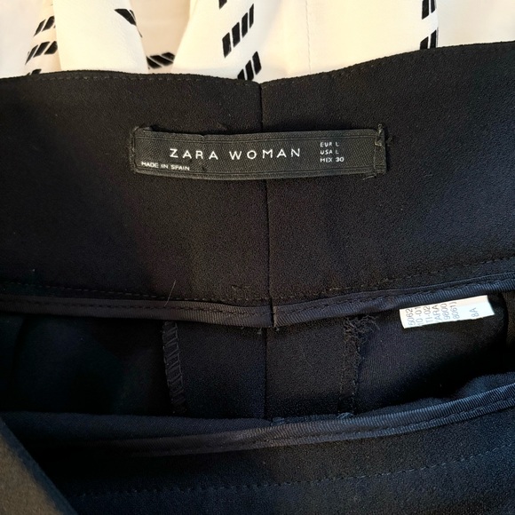 Zara High Waist Wide Leg Cropped Trouser Pants Black - Picture 4 of 4